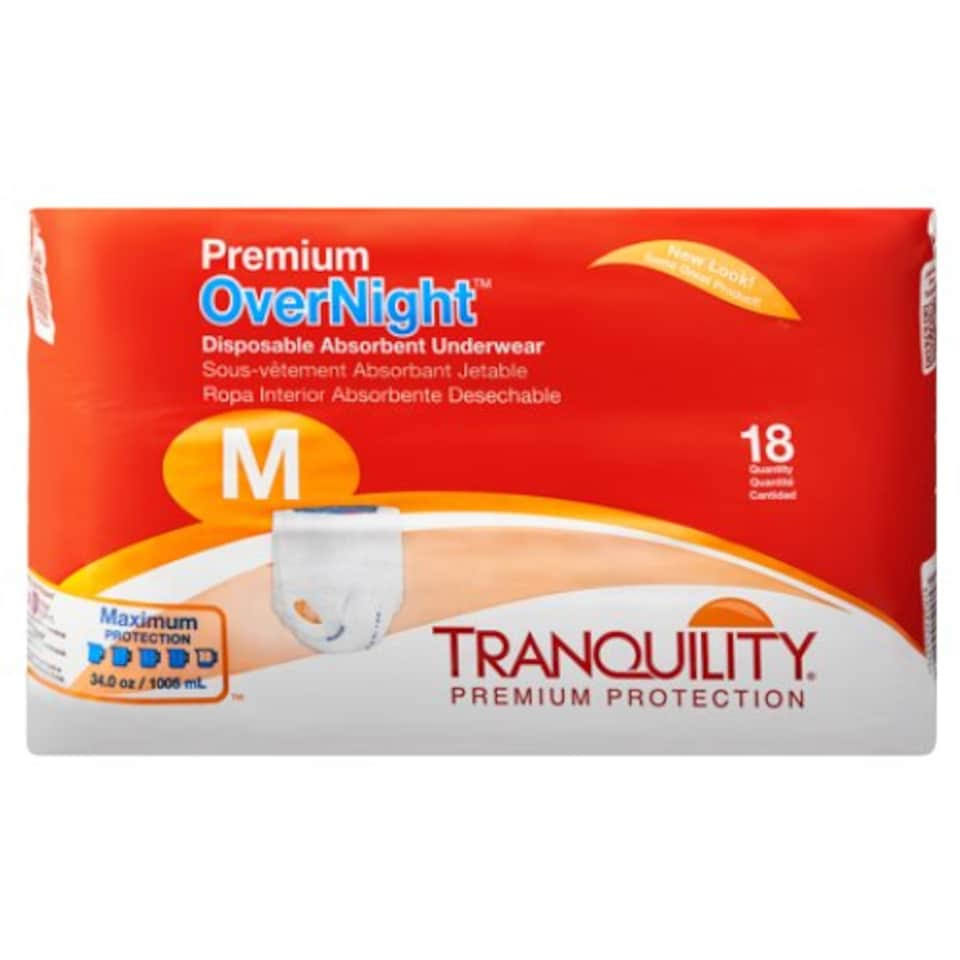 Tranquility Premium OverNight Disposable Absorbent Underwear - 72ct