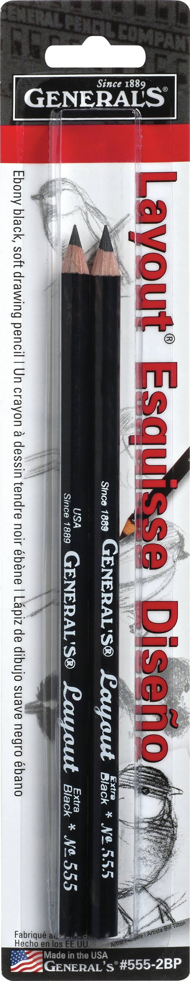 General's Layout Graphite Drawing Pencil - x2, Black