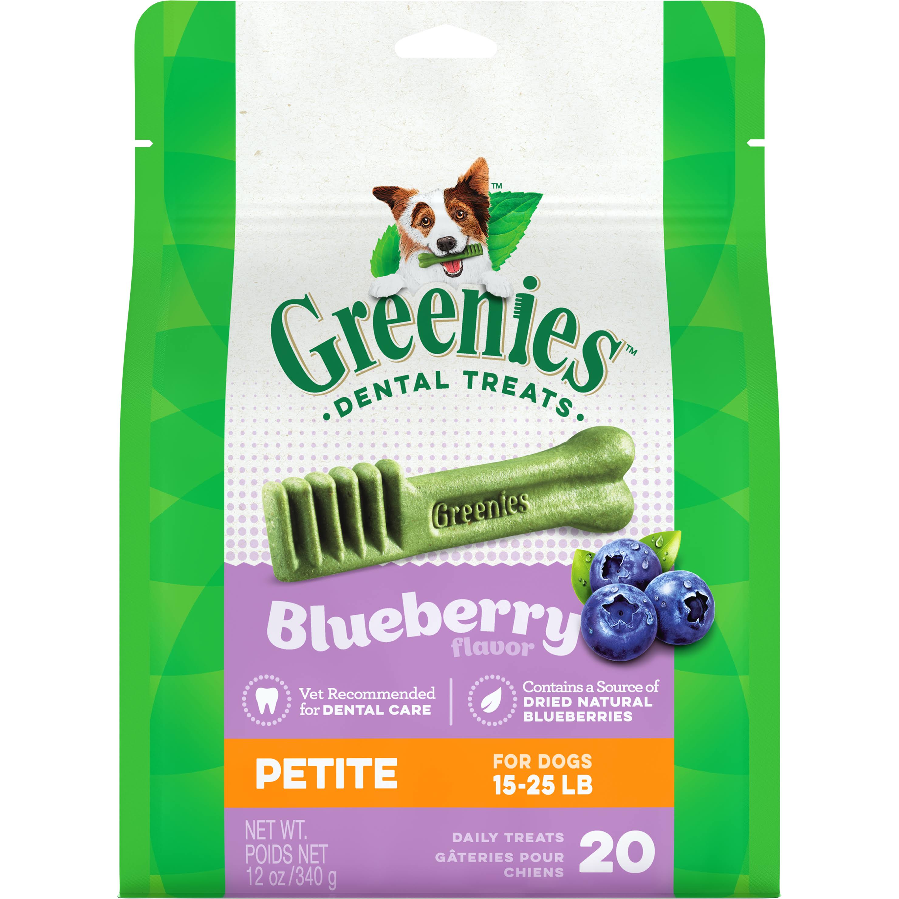 Greenies Dental Treats, Blueberry Flavor, Petite - 20 treats, 12 oz