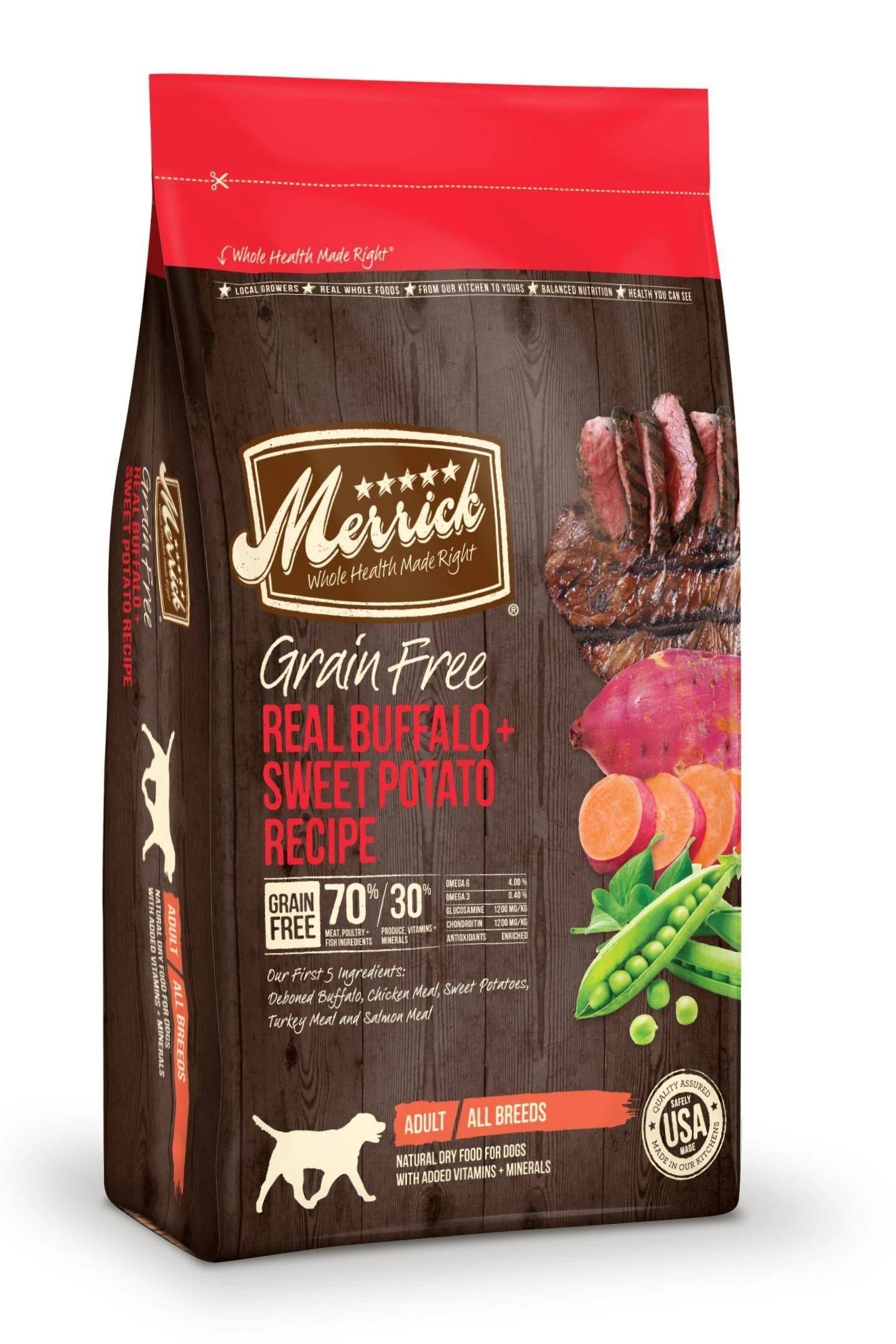Merrick Grain Free Bison Beef Sweet Potato Dry Dog Food 22lb