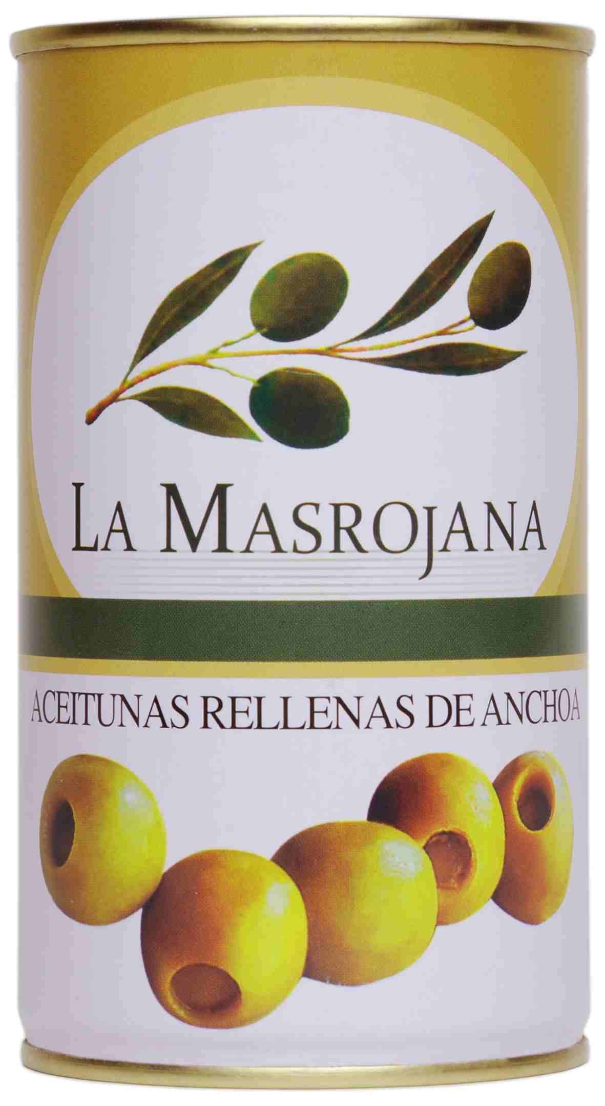 3x La Masrojana Stuffed Olives of Anchovy Gourmet Can 150g