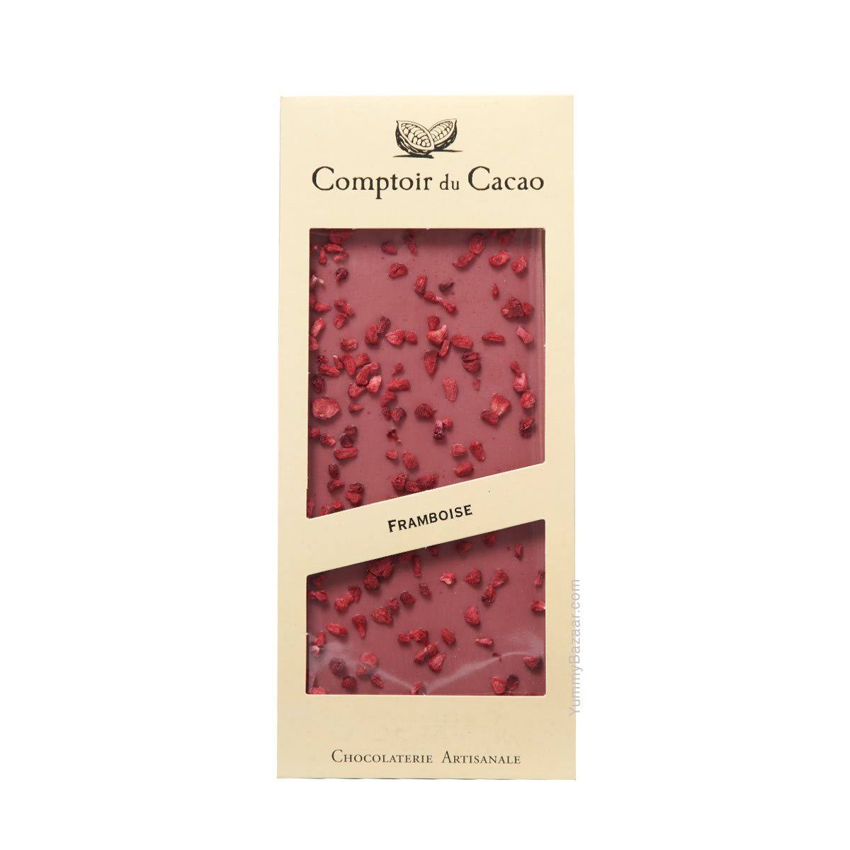 Comptoir du Cacao Gourmet Ruby Chocolate Bar, Raspberries, 3.2 oz/90 G