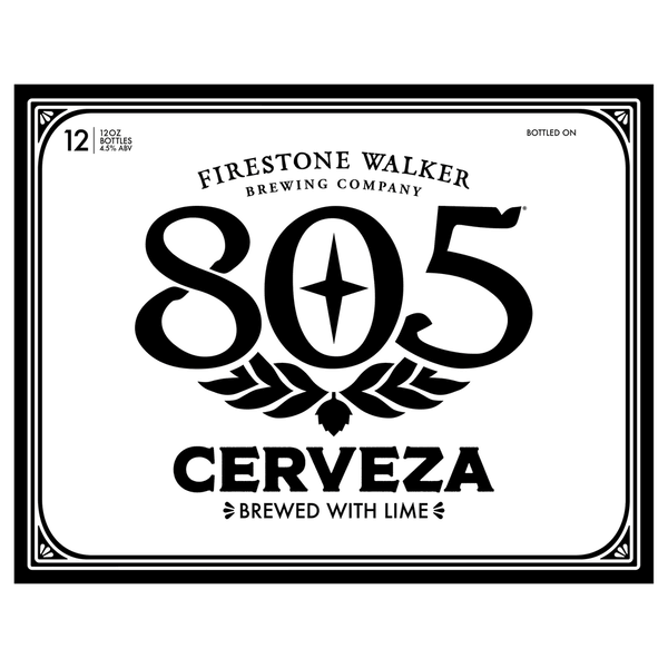 Firestone Walker 805 Beer, Cerveza, With Lime, 12 Pack - 12 pack, 12 oz bottles