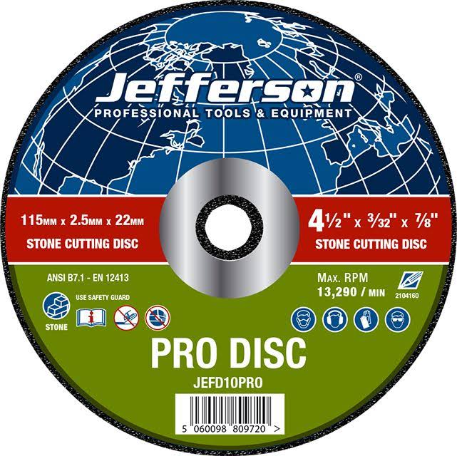 Jefferson 4.5" Stone Cutting Abrasive Disc 22mm Bore JEFD10PRO