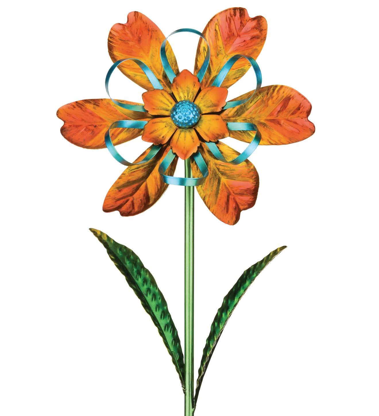Regal Art & Gift Orange Flower Spinner Stake