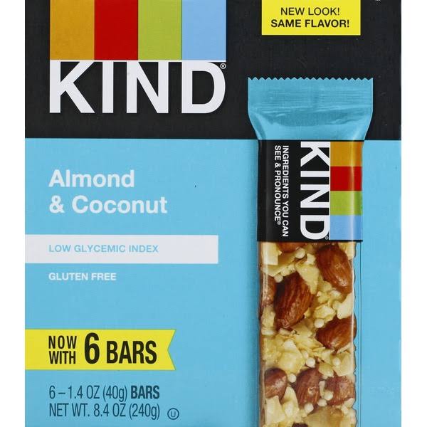 Kind Almond & Coconut Gluten Free & Low Glycemic Energy Bars, 6 EA