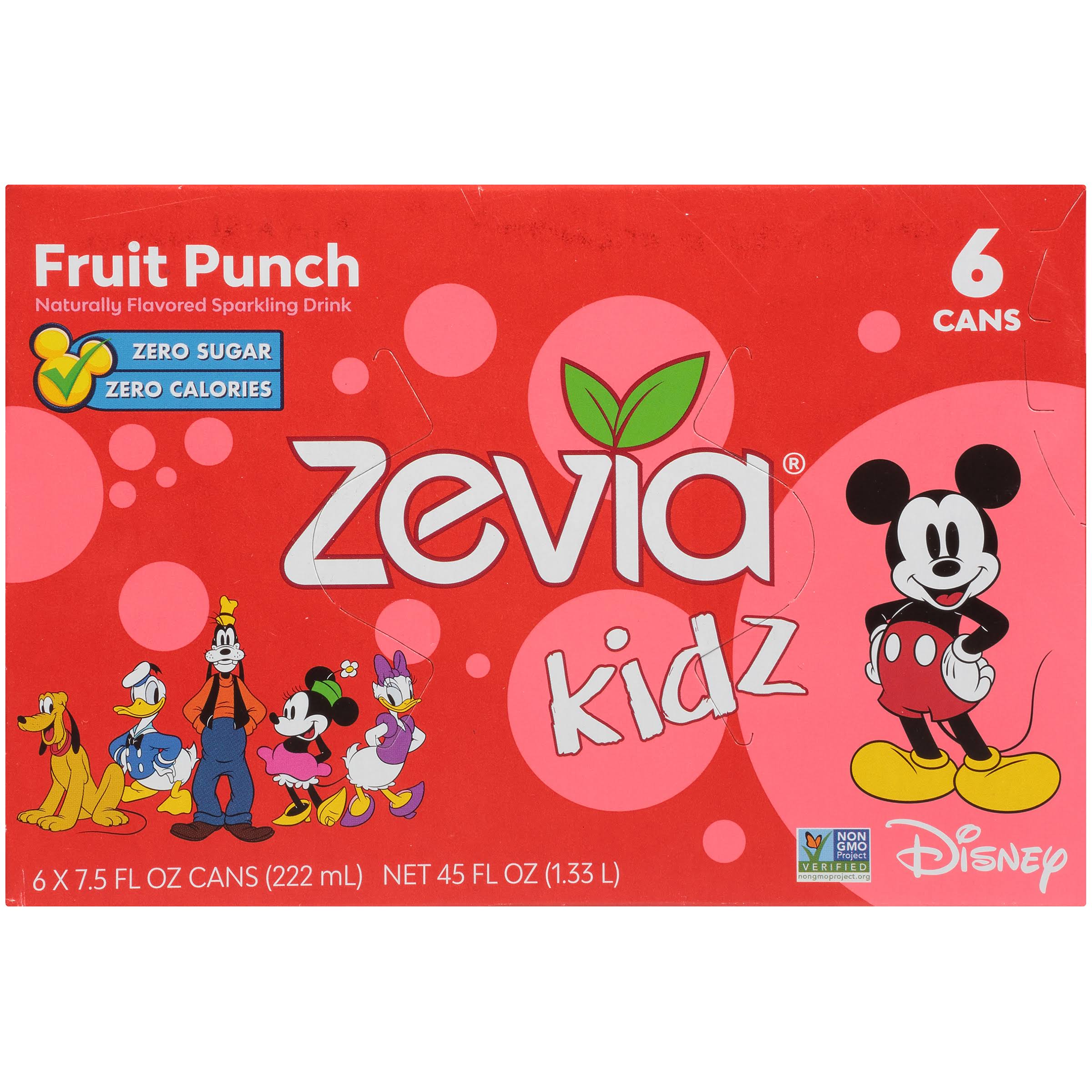Zevia Kidz Sparkling Drink, Fruit Punch - 6 pack, 7.5 fl oz cans