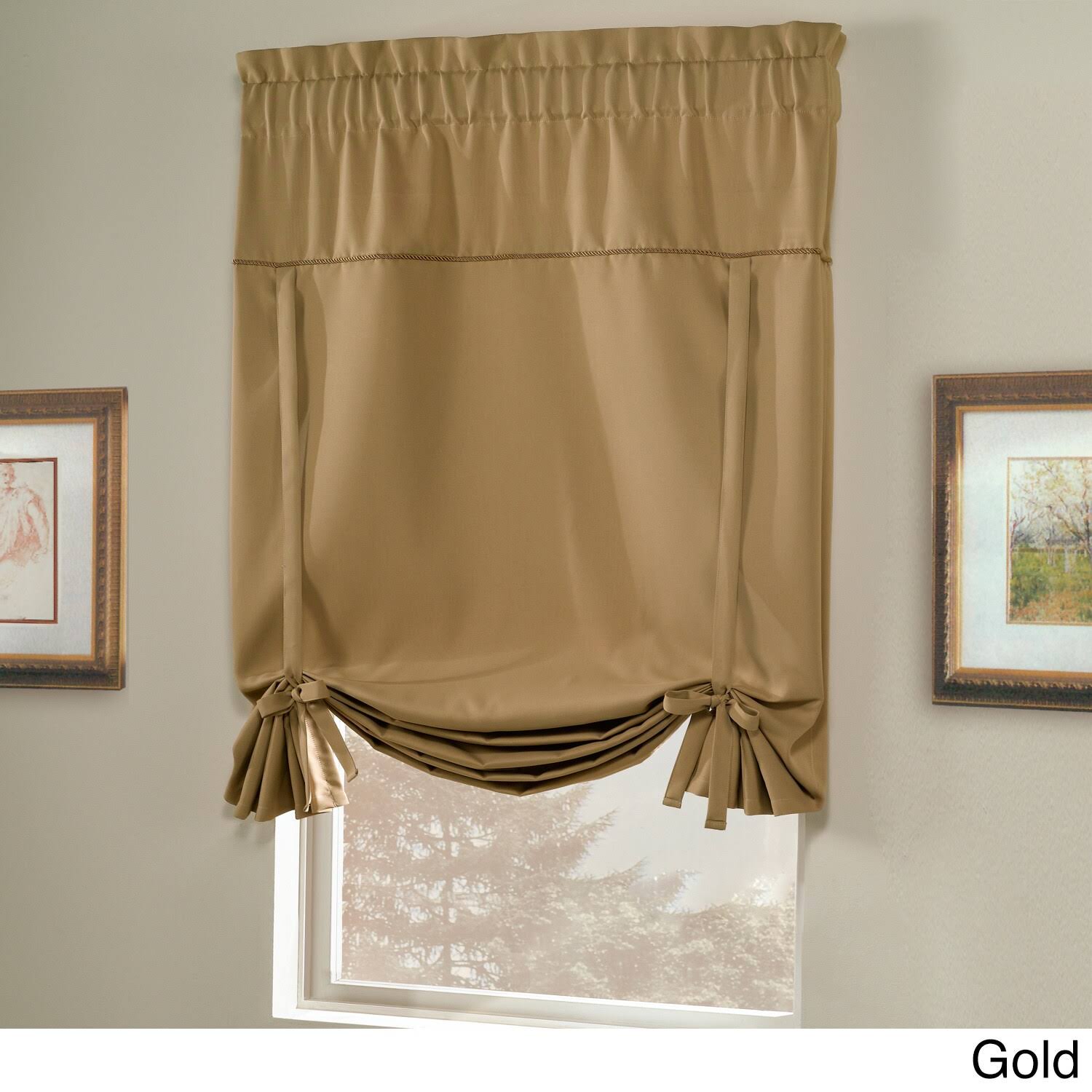 United Curtain Blackstone Blackout Tie-up Shade Gold