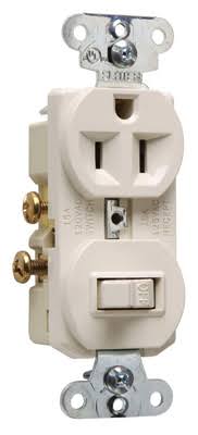 Pass and Seymour Combination Single Pole Switch Receptacle Light - Almond, 15 Amp, 120V