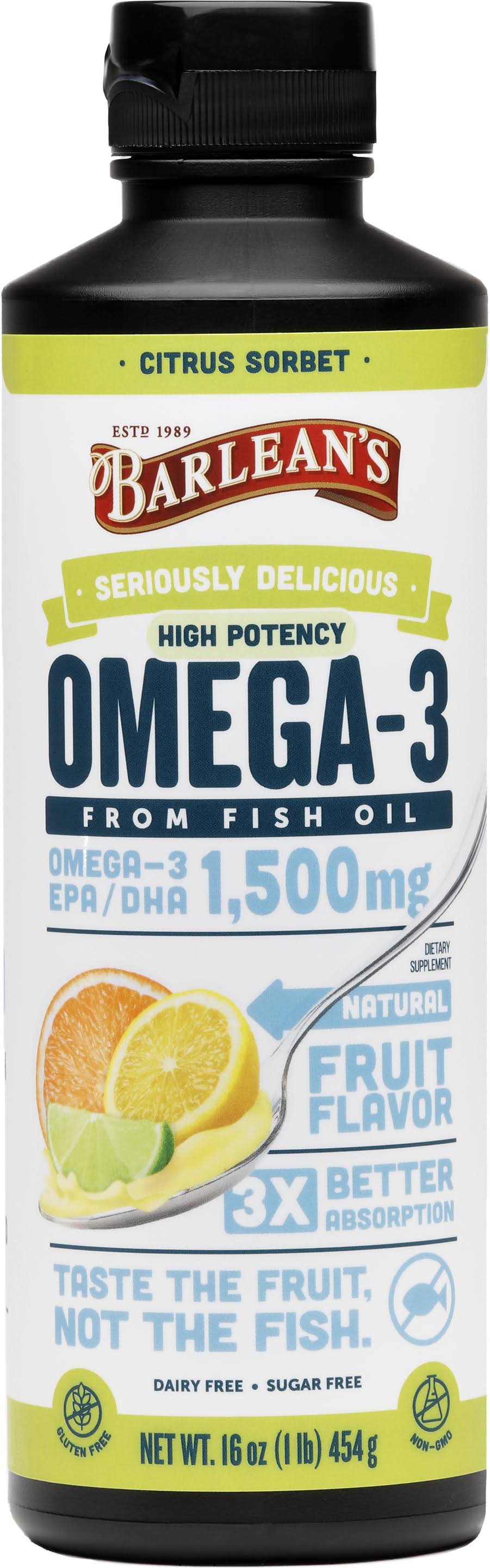 Barlean’s Ultra High Potency Fish Omega Swirl Oil - Citrus Sorbet, 470ml
