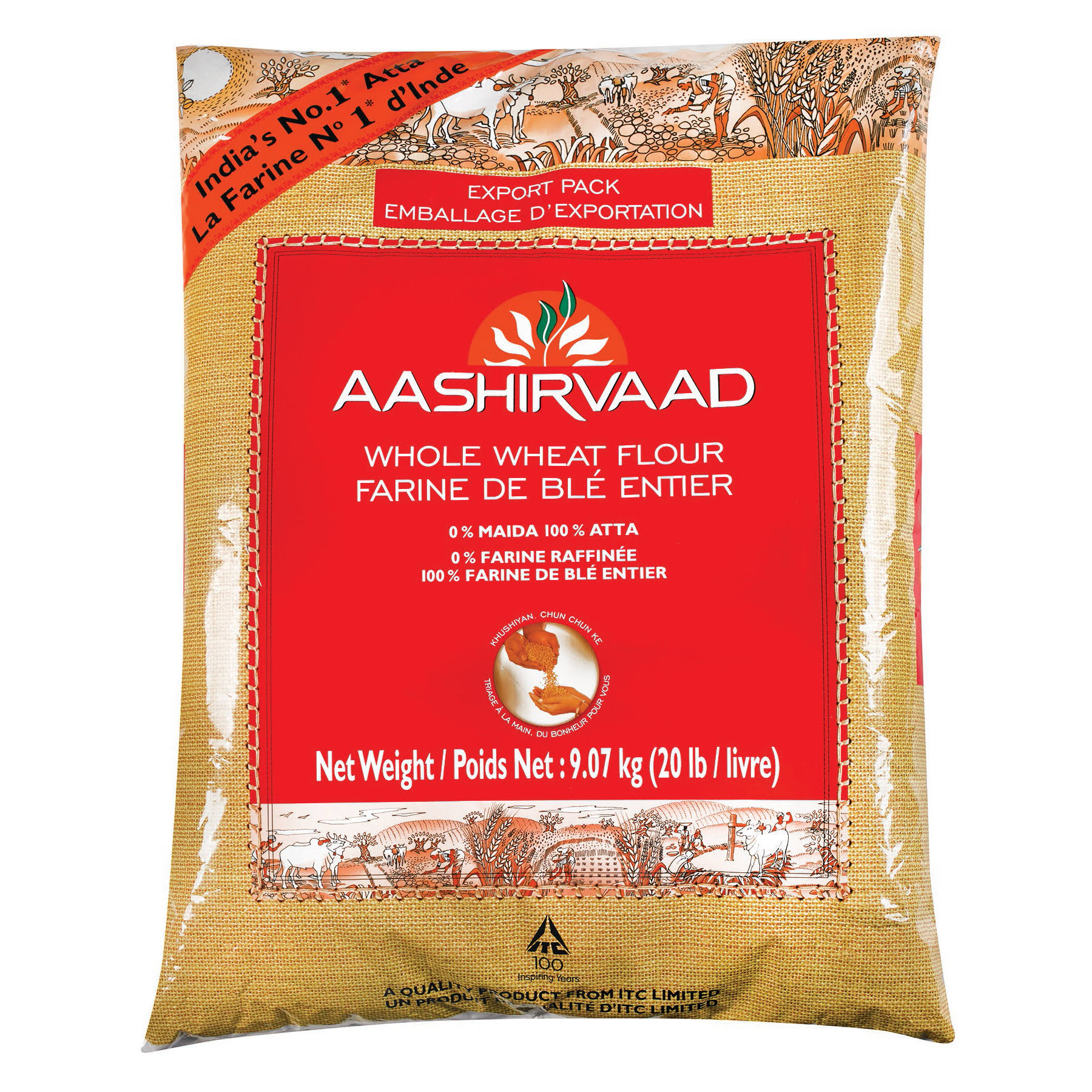 Aashirvaad Whole Wheat Flour - 20lbs