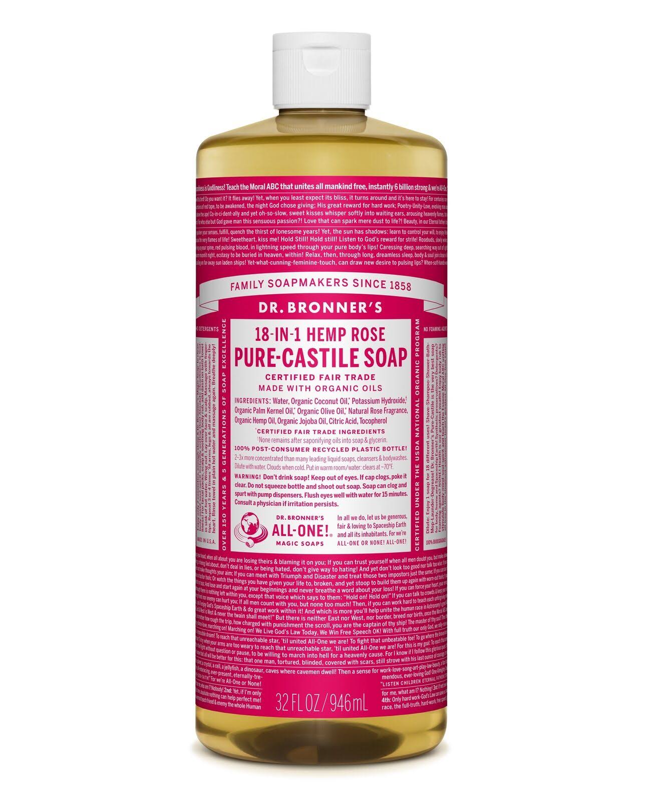 Dr Bronner's Rose Castile Liquid Soap - 946ml
