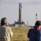 Nasa Artemis rocket arrives on launchpad at Kennedy Space Center