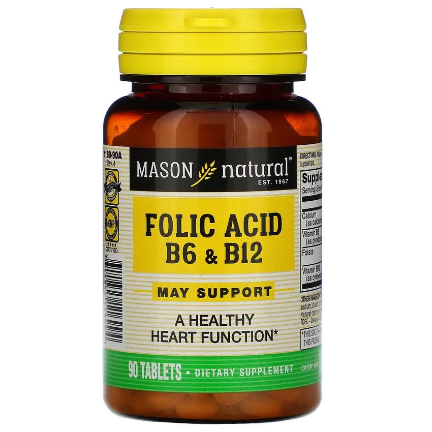 Mason Natural Folic Acid B6 and B12 Dietary Supplement - 90ct