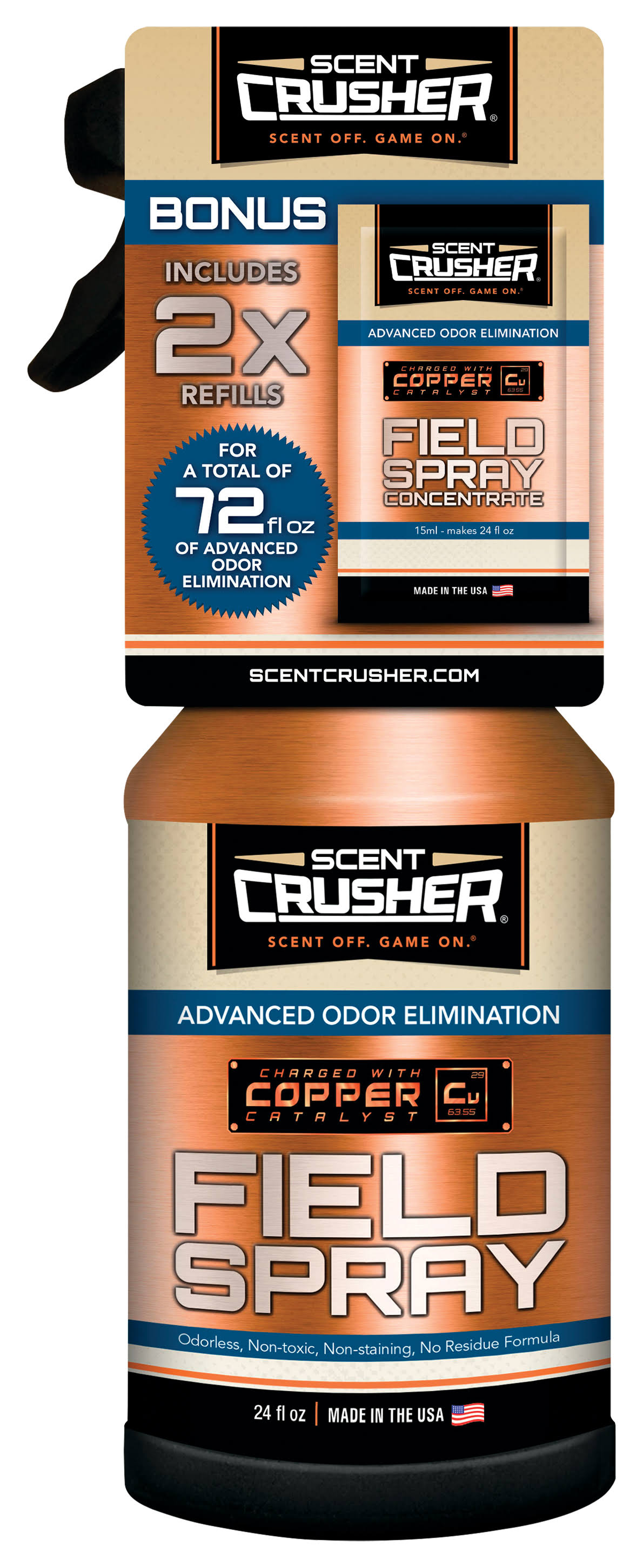 Scent Crusher Field Spray W- Bonus Refills - 72 oz