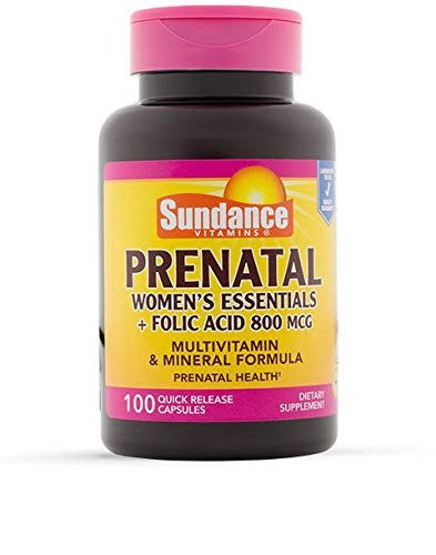 Sundance Women's Prenatal Essentials & Folic Acid Multivitamin & Mineral Formula - 100 Quick Release Capsules