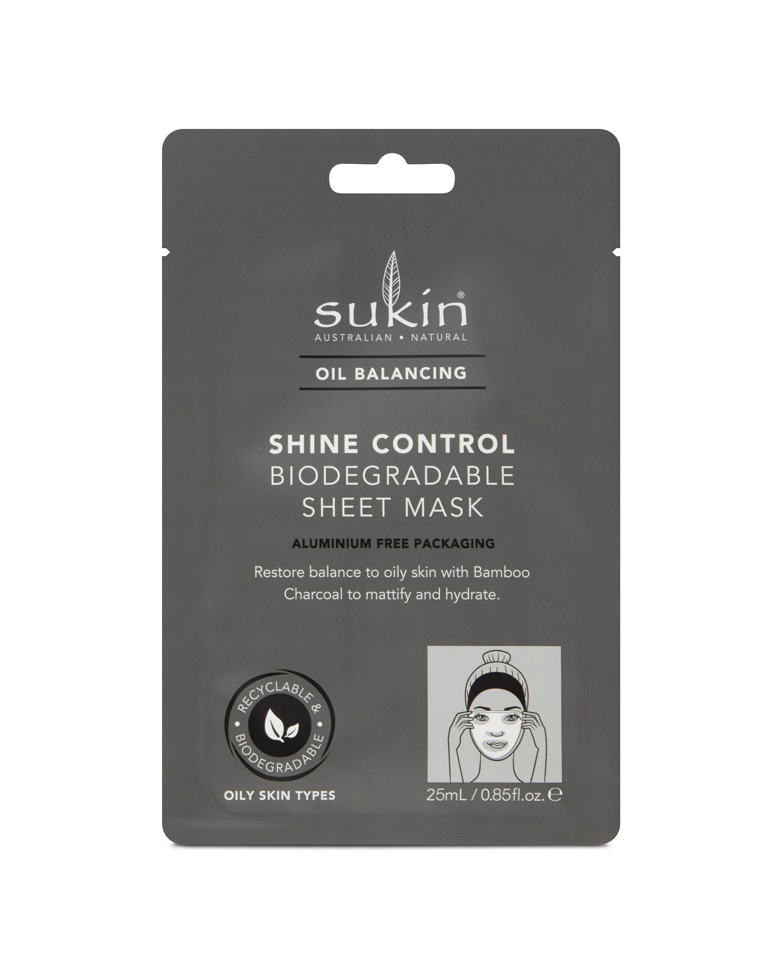 Sukin Oil Balancing Shine Control Biodegradable Sheet Mask 25 ml