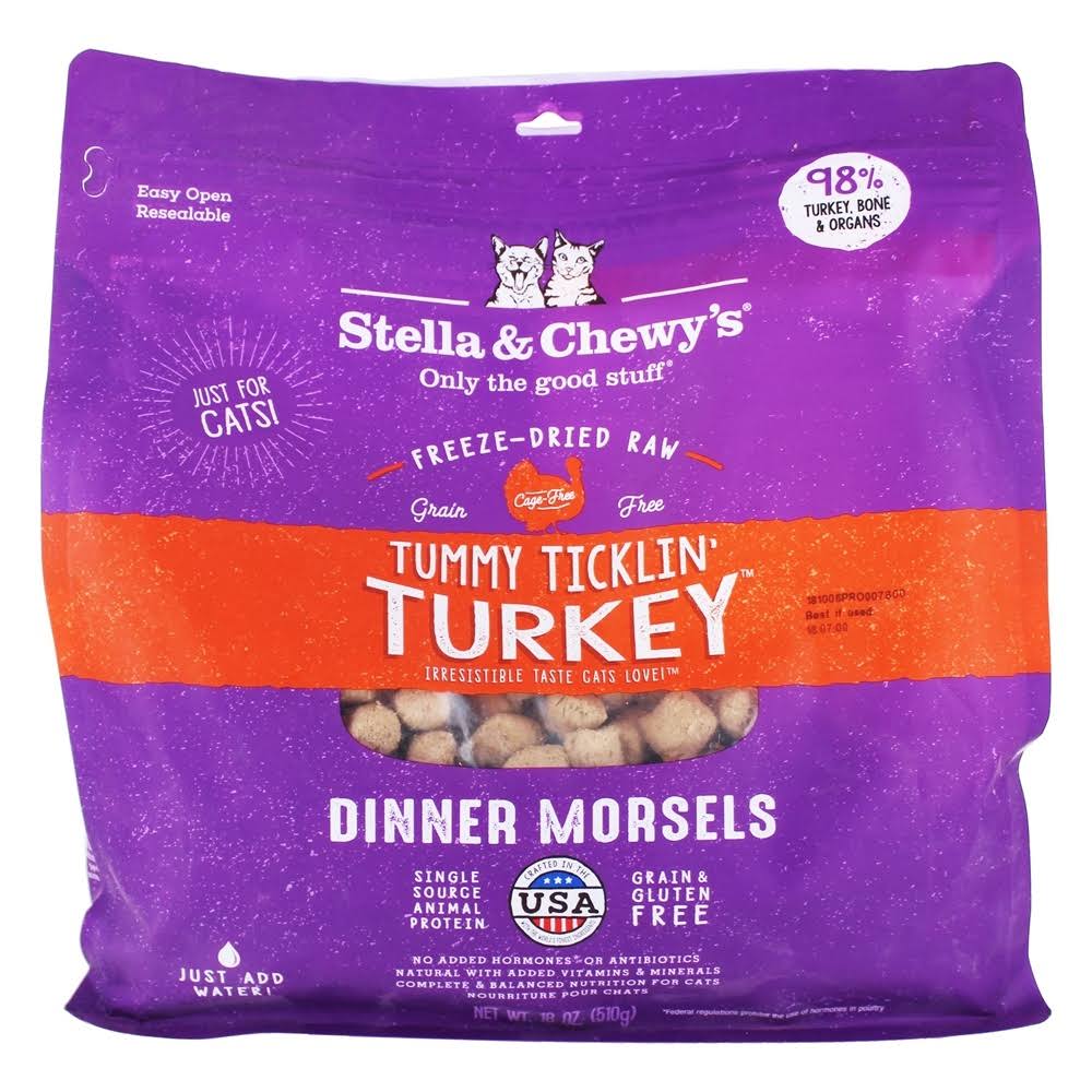 Stella and Chewys Cat Food - Freeze Dried, Tummy Ticklin' Turkey Dinner, 18oz