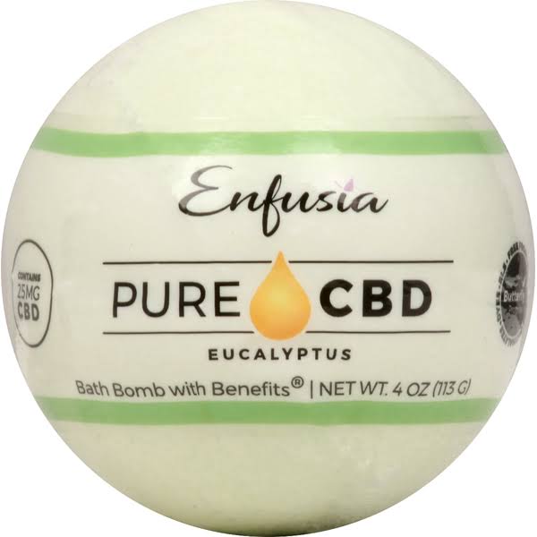 Enfusia Pure CBD Bath Bomb, with Benefits, Eucalyptus - 4 oz