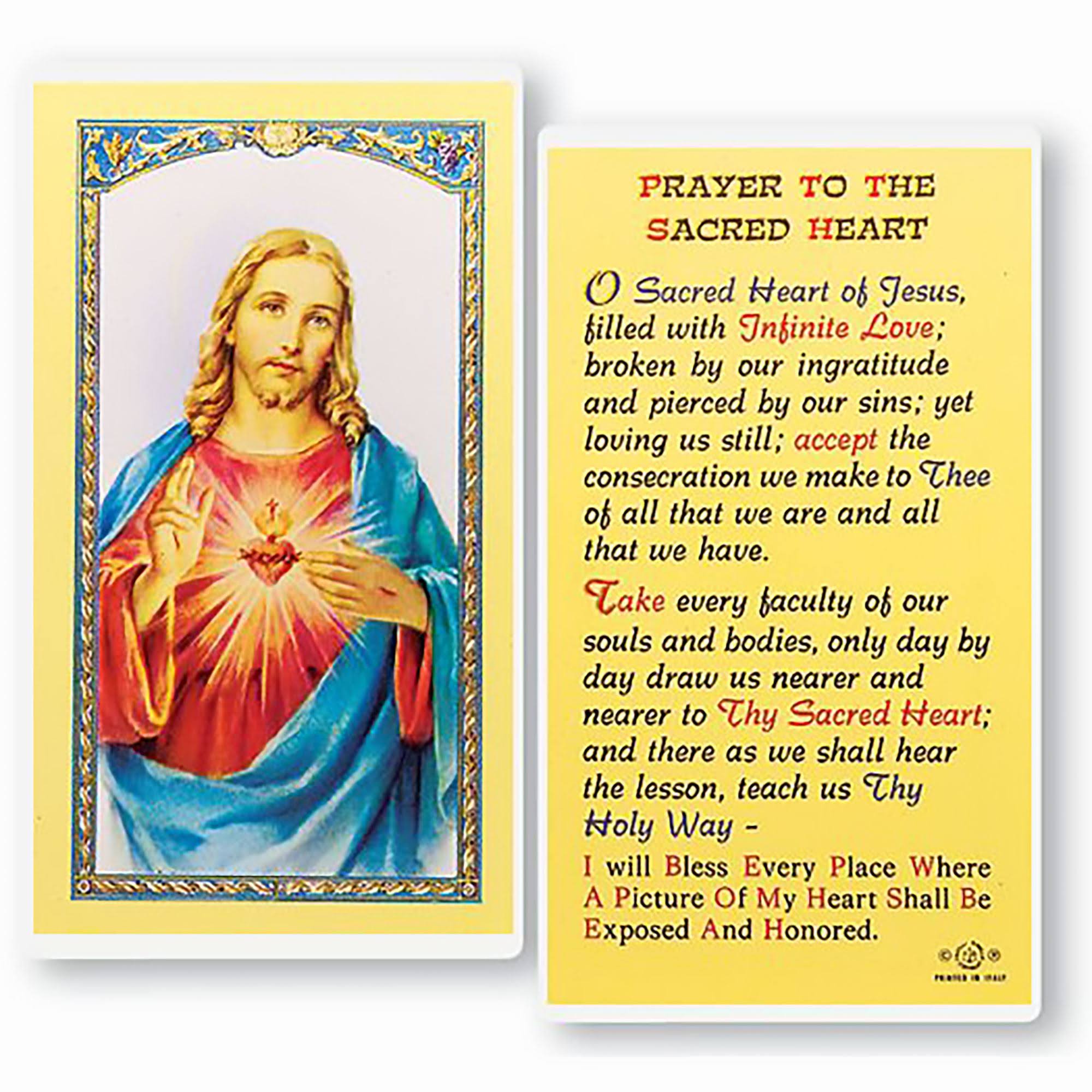 Prayer to The Sacred Heart Holy Card - E24-101
