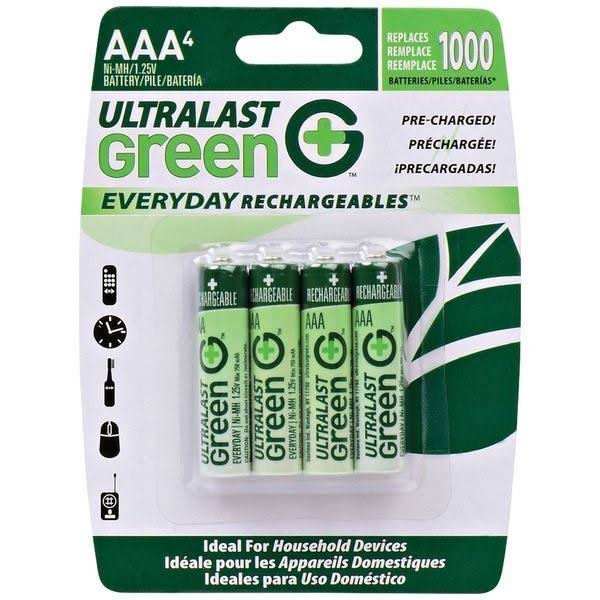 Ultralast Green Everyday AAA Rechargeables Battery - 1.2V, 4pk