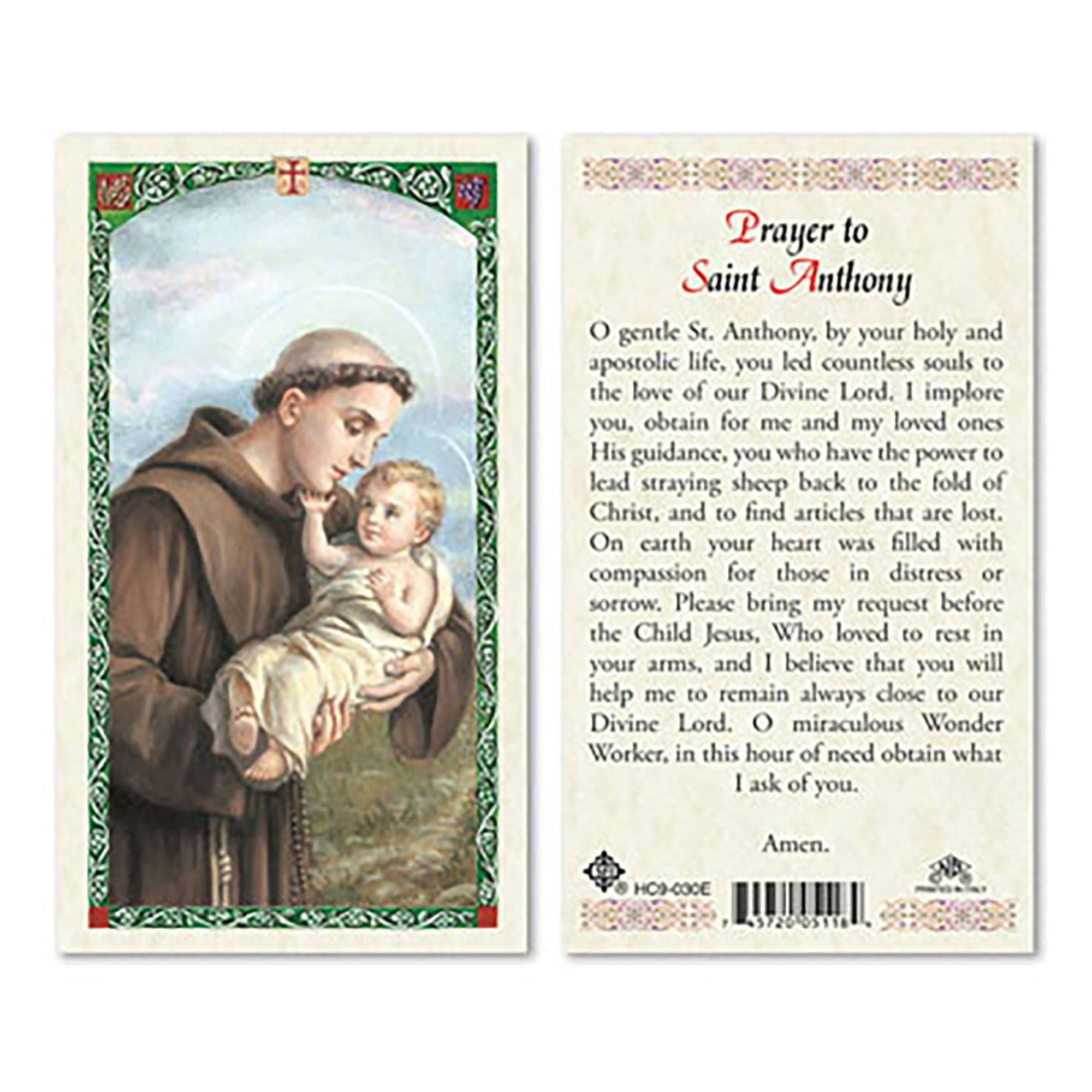 Prayer to Saint Anthony Holy Card - Laminated