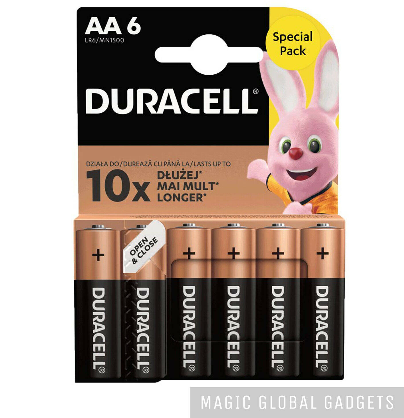 6 x Duracell AA Duralock Power Alkaline Batteries LR6 MN1500 - Expiry 2029