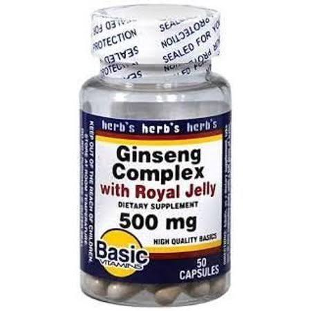 Basic Vitamins Ginseng Complex With Royal Jelly Supplement - 500mg, Capsules 50ct