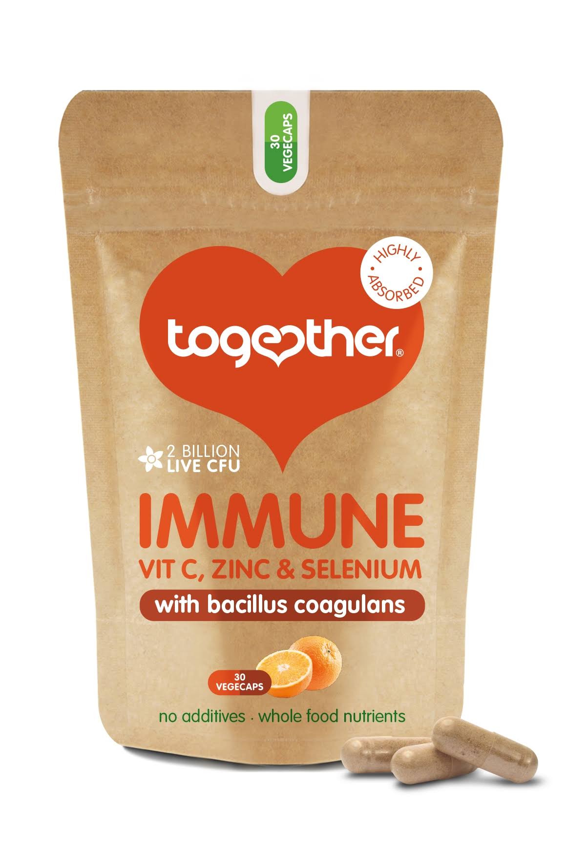 Together Health Immune Vit C Zinc and Selenium Supplement - 30 Capsules