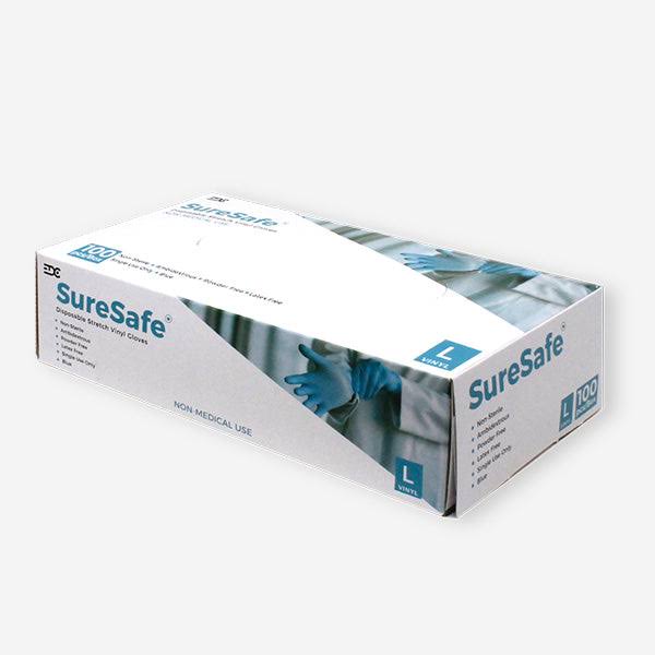 SureSafe Vinyl/Nitrile Blend Stretch Disposable Gloves - BLUE (Medium)