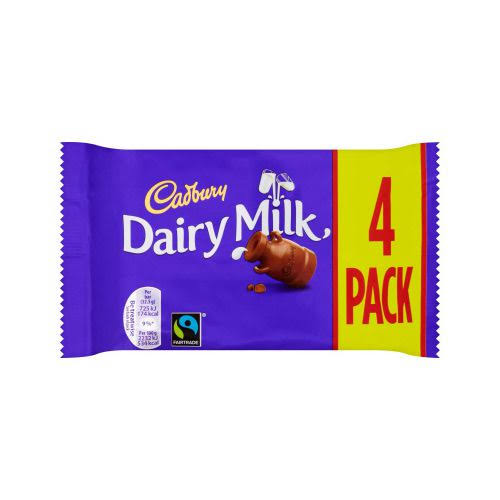 Cadbury Dairy Milk Chocolate Bar - 4pc, 117.2g