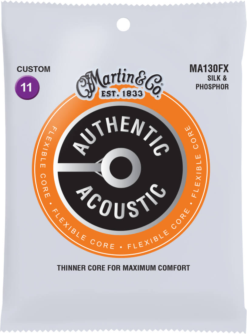 Martin MA130FX Authentic Acoustic Silk and Phosphor Custom Guitar Strings