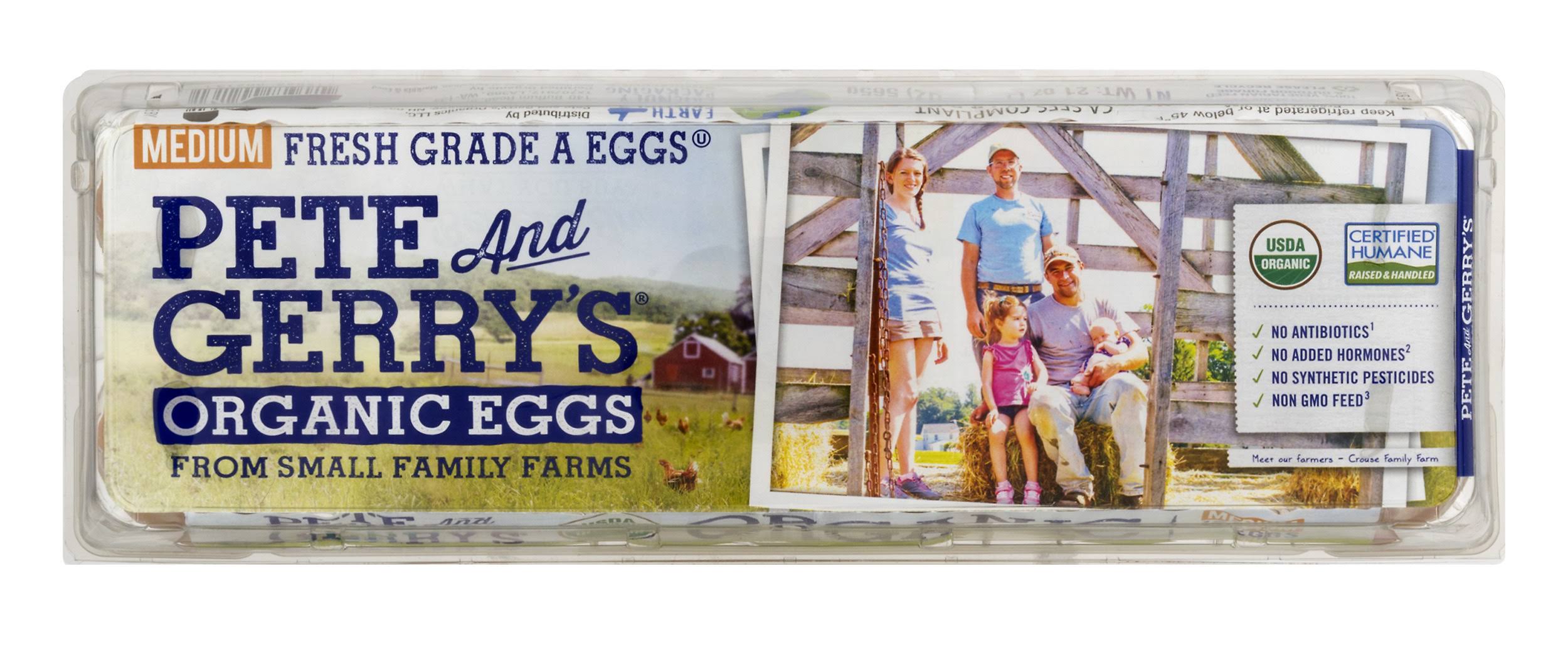 Pete And Gerrys Eggs, Organic, Medium, Grade A - 12 eggs, 21 oz