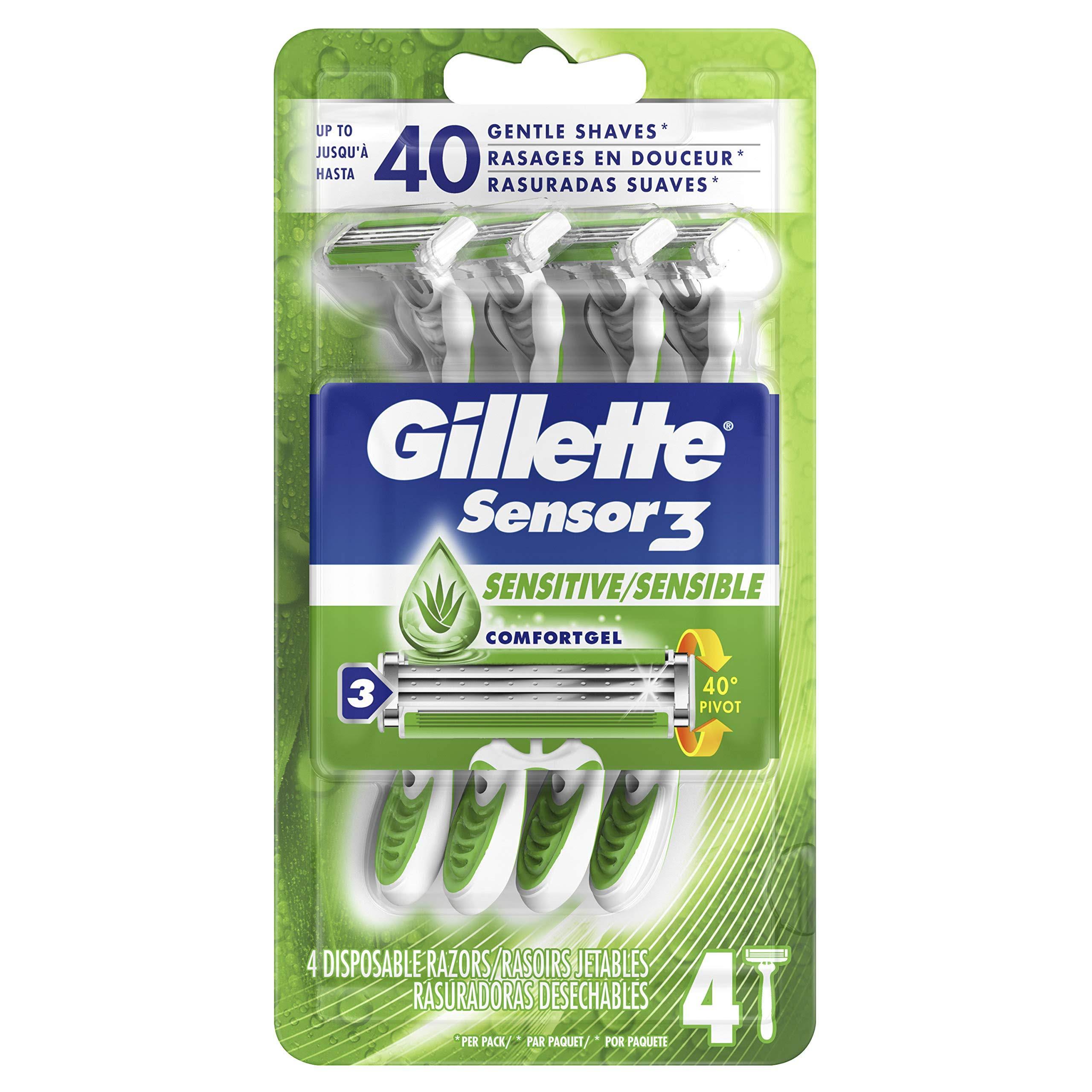 Gillette Sensor 3 Sensitive Disposable Razors - 4 Pack