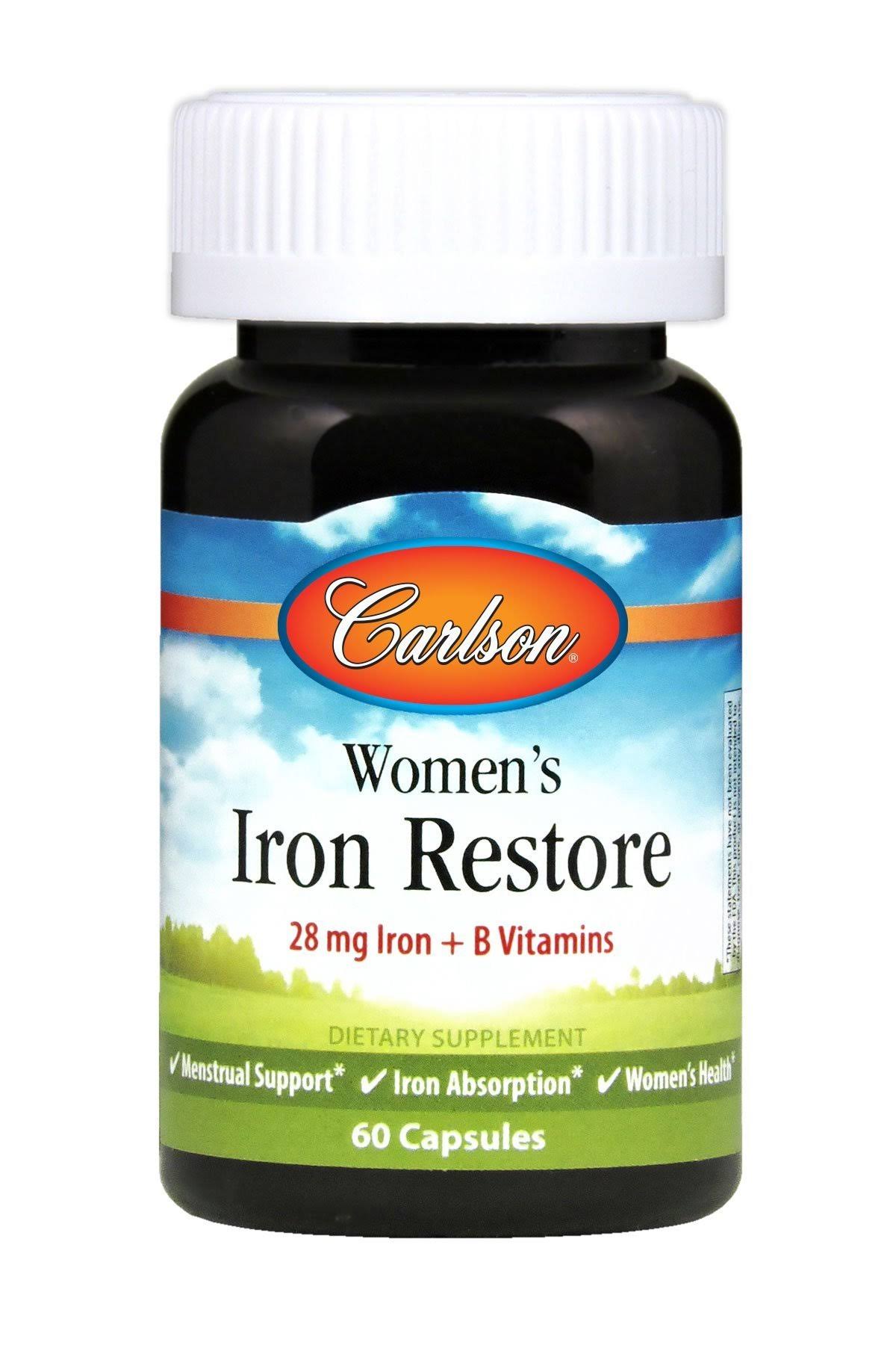 Carlson Labs - Women's Iron Restore, 28mg Iron + B Vitamins - 60 Caps