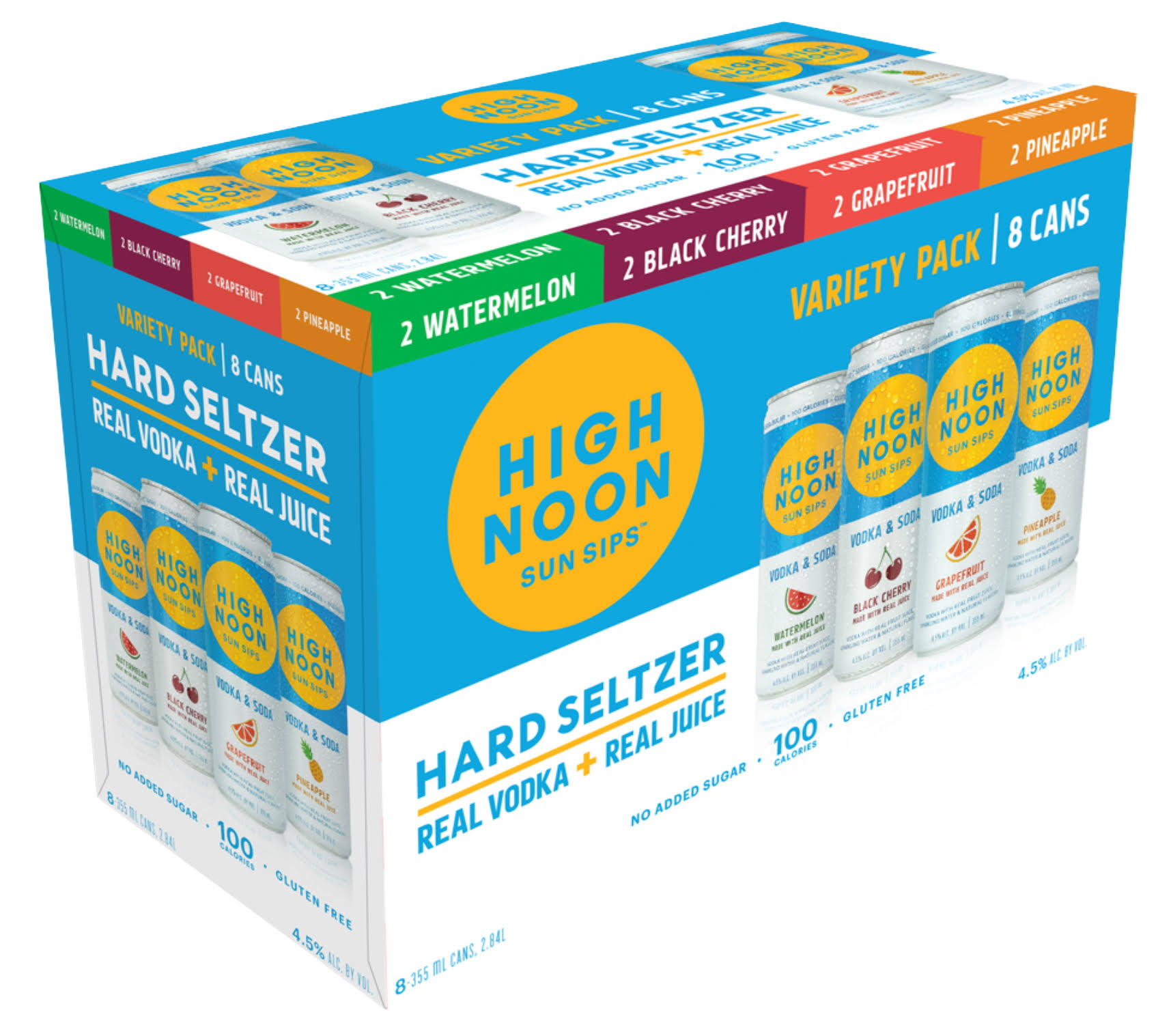 High Noon Sun Sips Hard Seltzer, Variety Pack - 8 pack, 355 ml cans