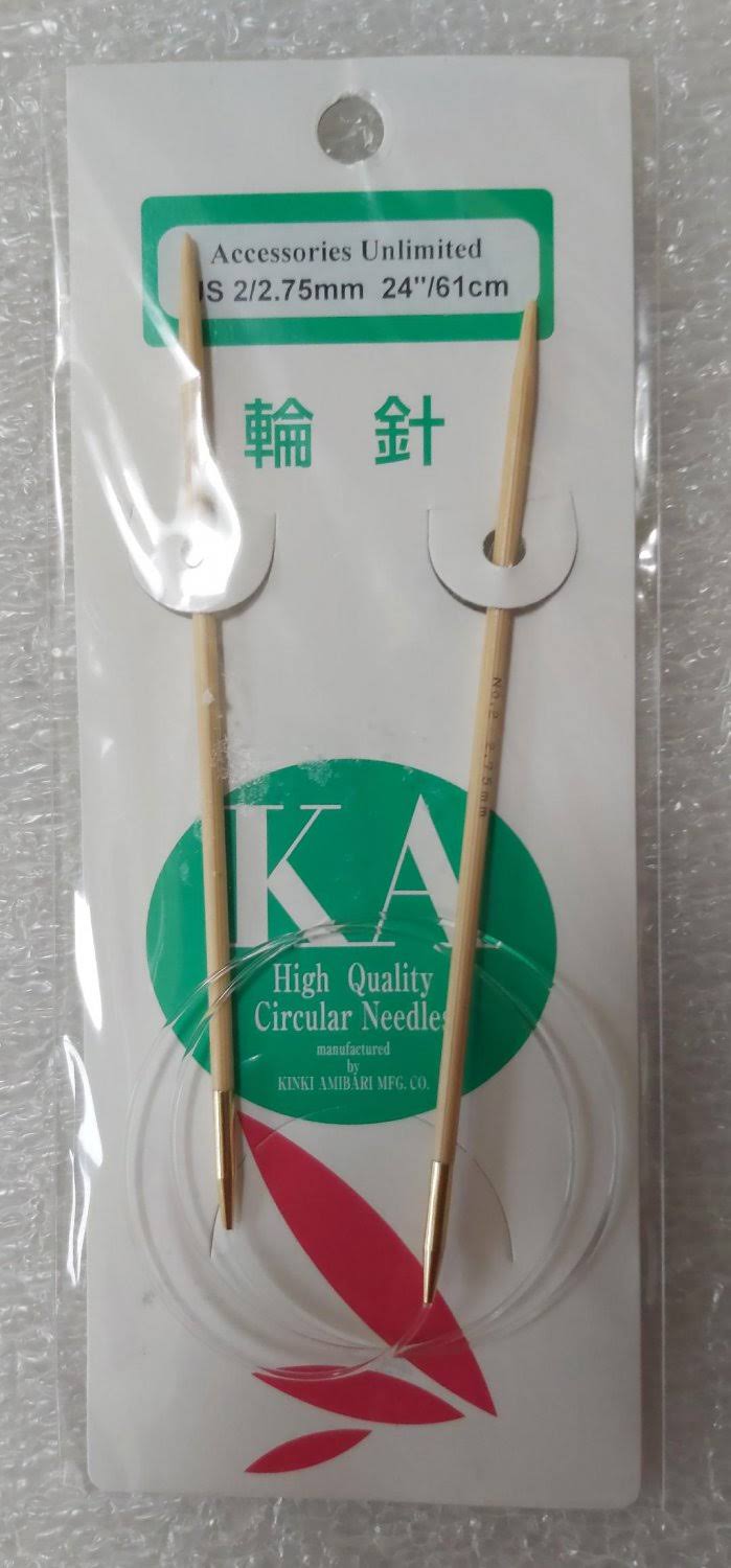 Ka Knitting Needle Circular Natural Bamboo 24 Inch (61cm) Size US 2/2