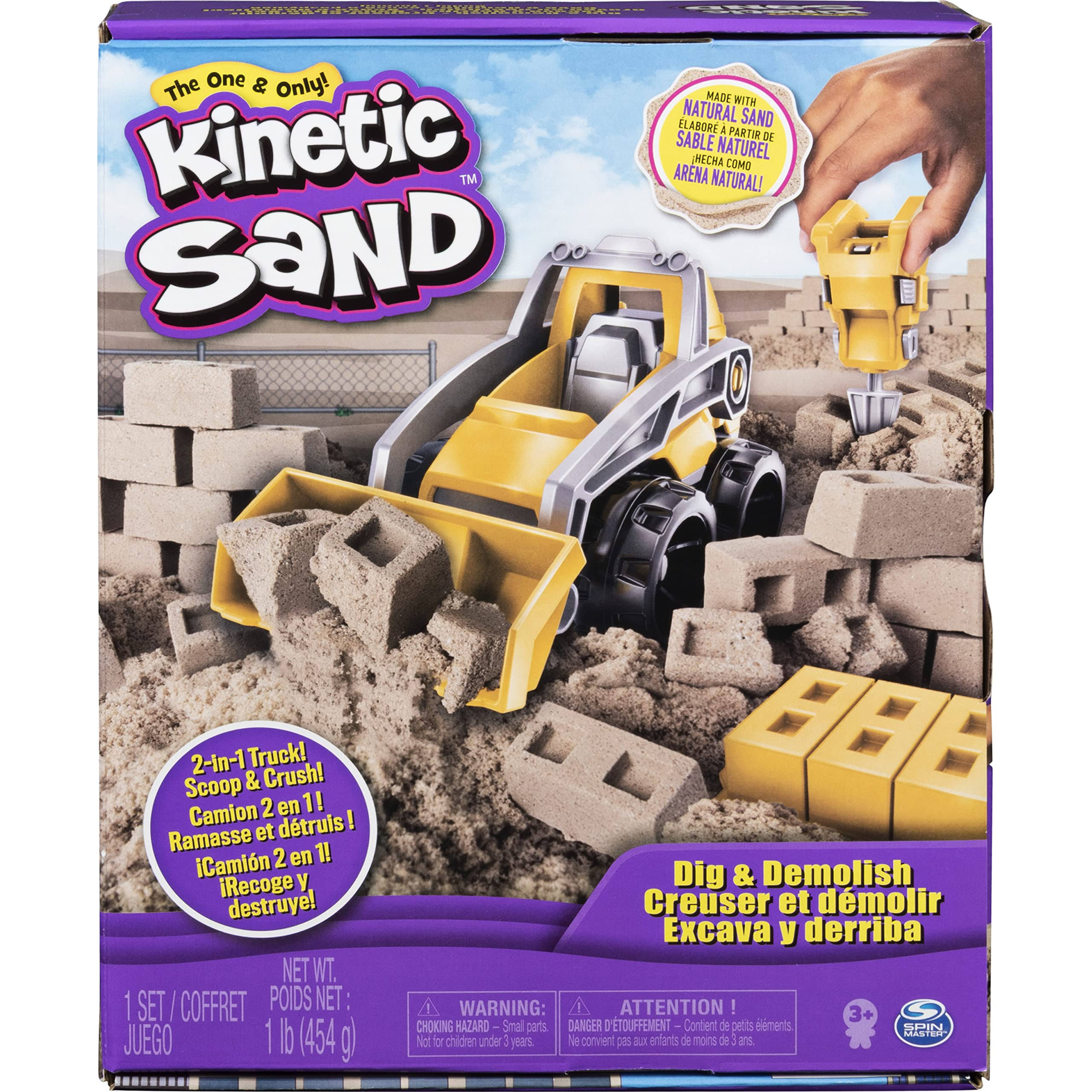 Kinetic Sand Dig & Demolish Truck Playset with 1lb