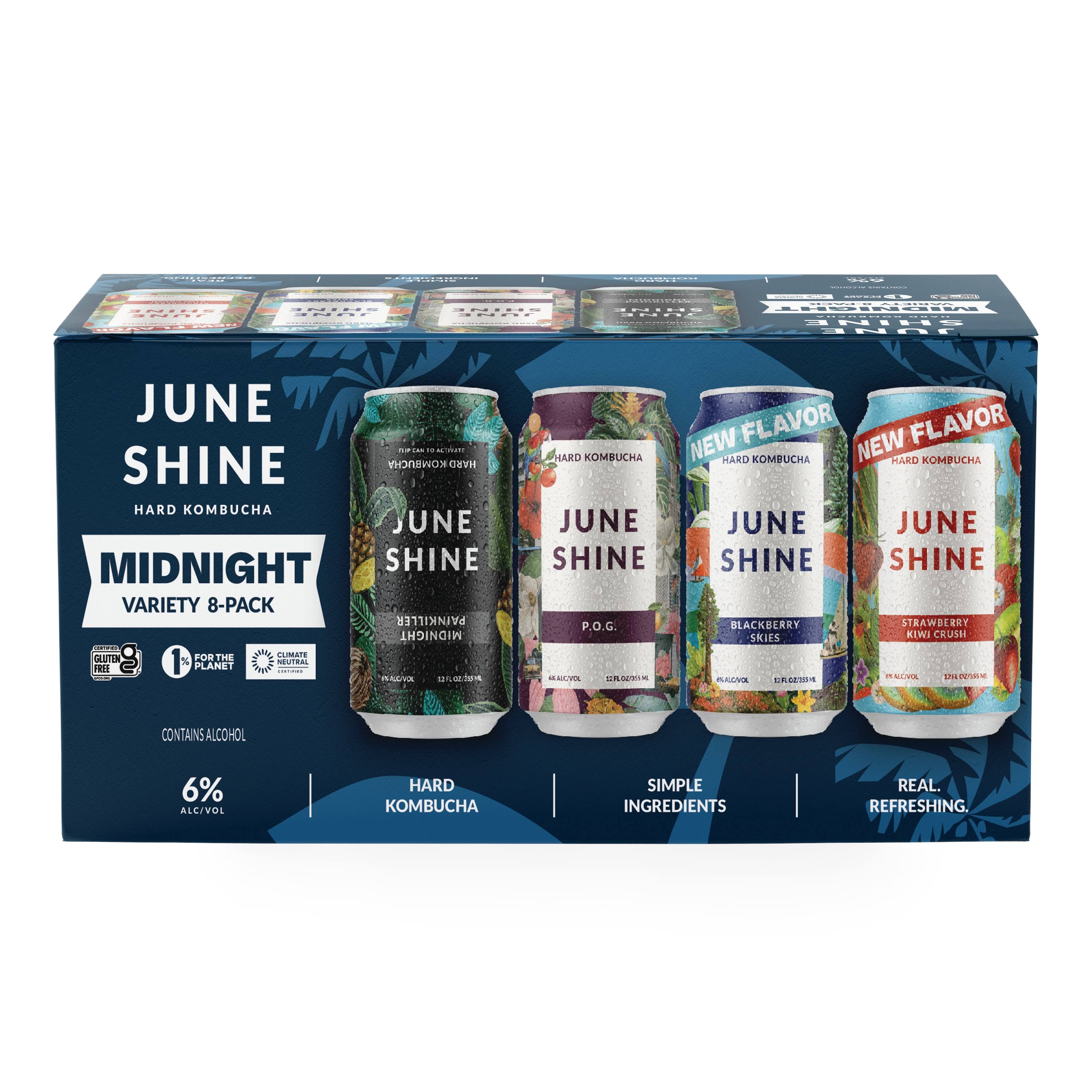 June Shine Hard Kombucha, Tropical Variety, 8 Pack - 8 pack, 12 fl oz cans