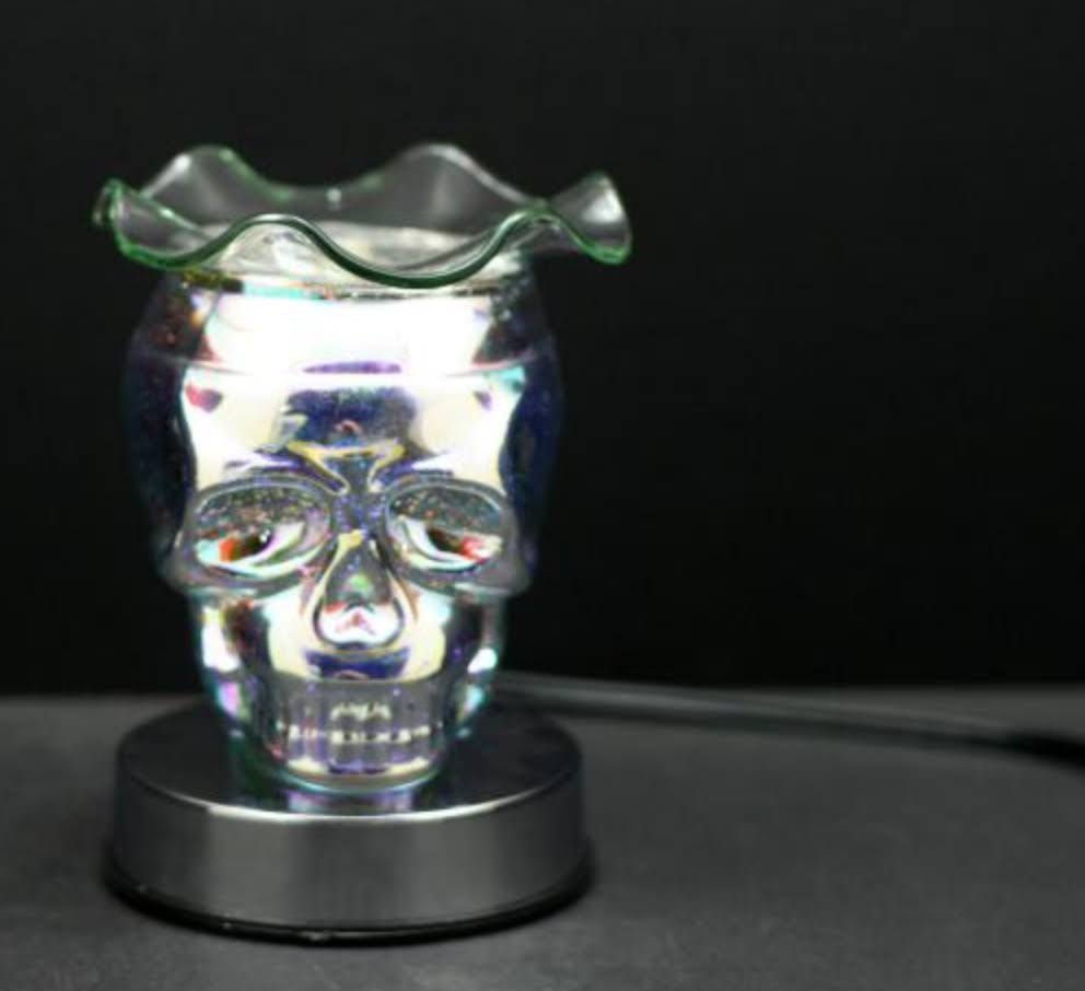 Touch Lamp w/ Ess Oil Cup, Silver Skull