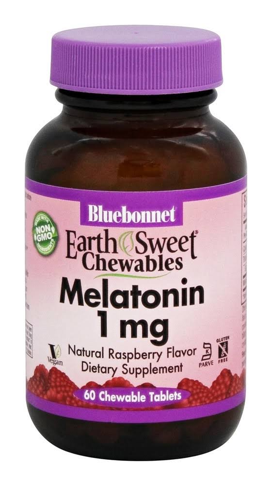Bluebonnet Kosher Earthsweet Melatonin Supplement - Raspberry, 60 Chewable Tablets
