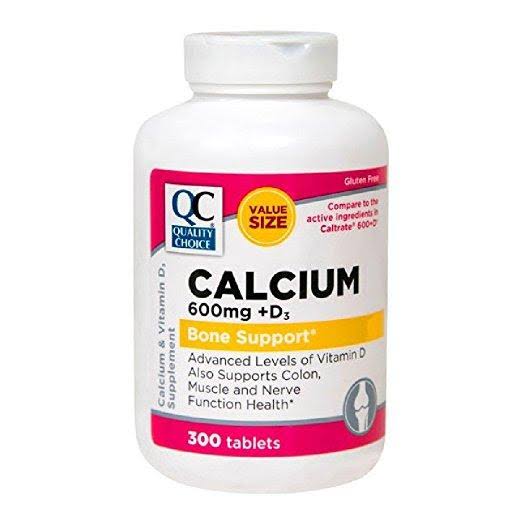 Quality Choice Calcium 600mg + D3 Bone Support 300 Tablets Each