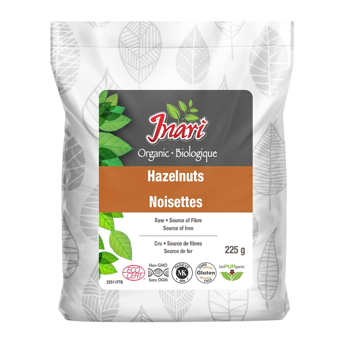 Inari Organic Raw Hazelnuts - 225 g