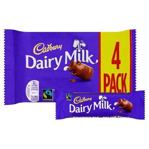 Cadbury Dairy Milk Chocolate Bar - 4pc, 117.2g