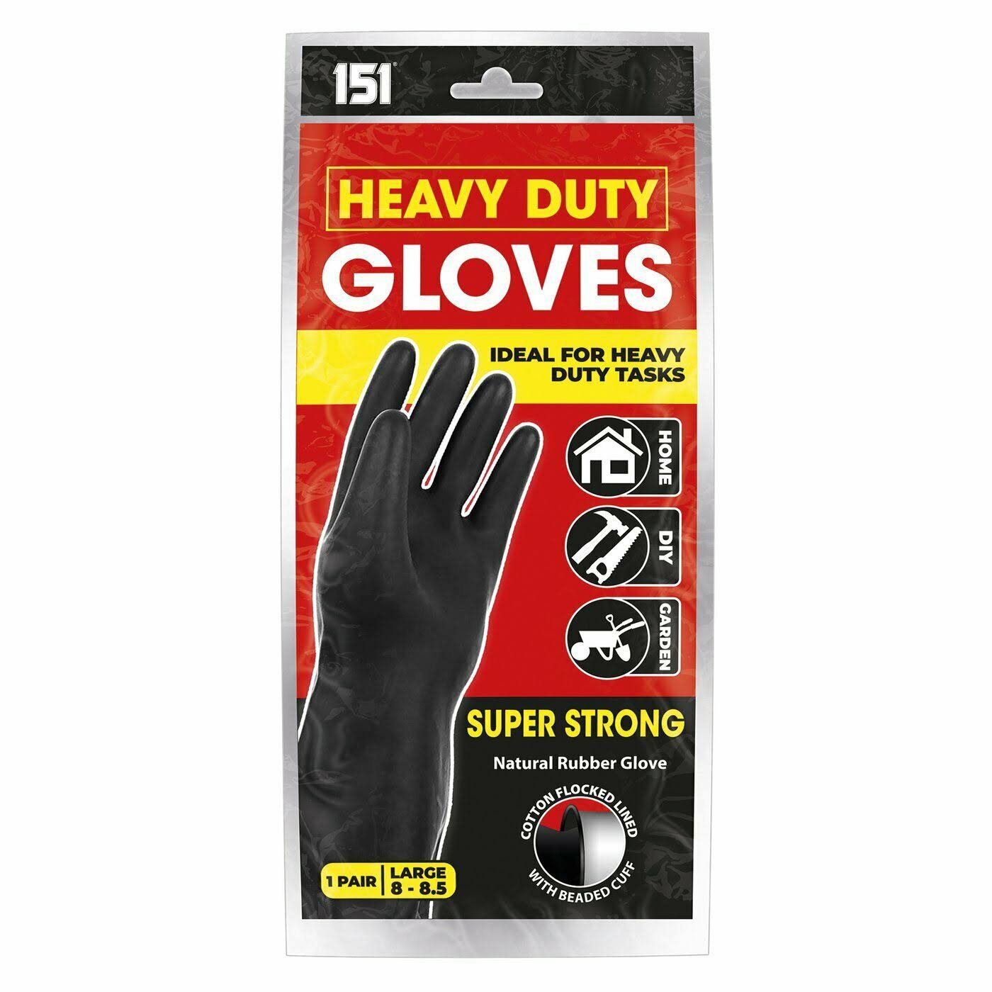 151 Products 1511197 Black Heavy Duty Rubber Gloves - Large