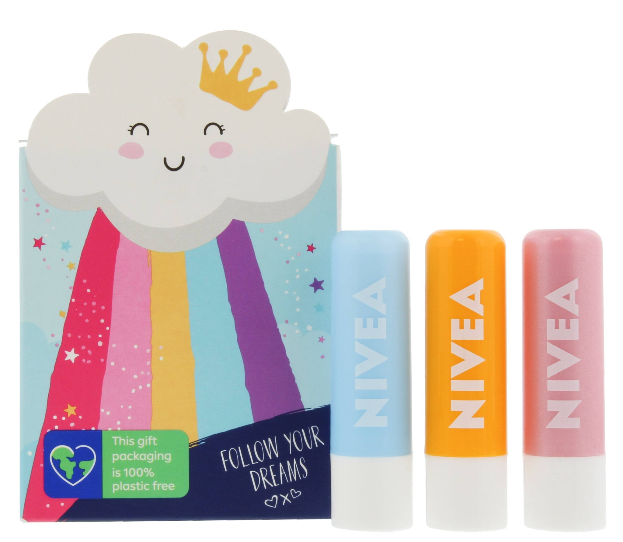 Nivea Rainbow Lips Set 3pc (3 x Lip Balms)