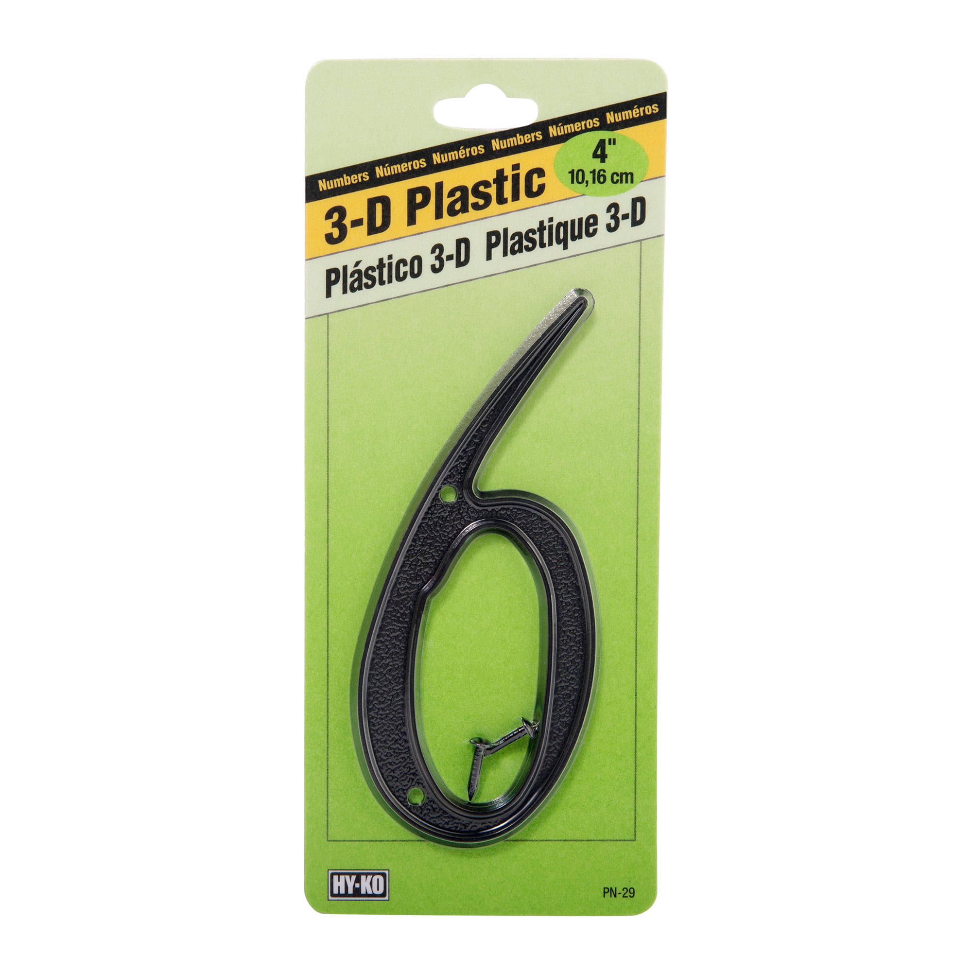 Hy-ko Products House Number 6 Plastic - 4", Black