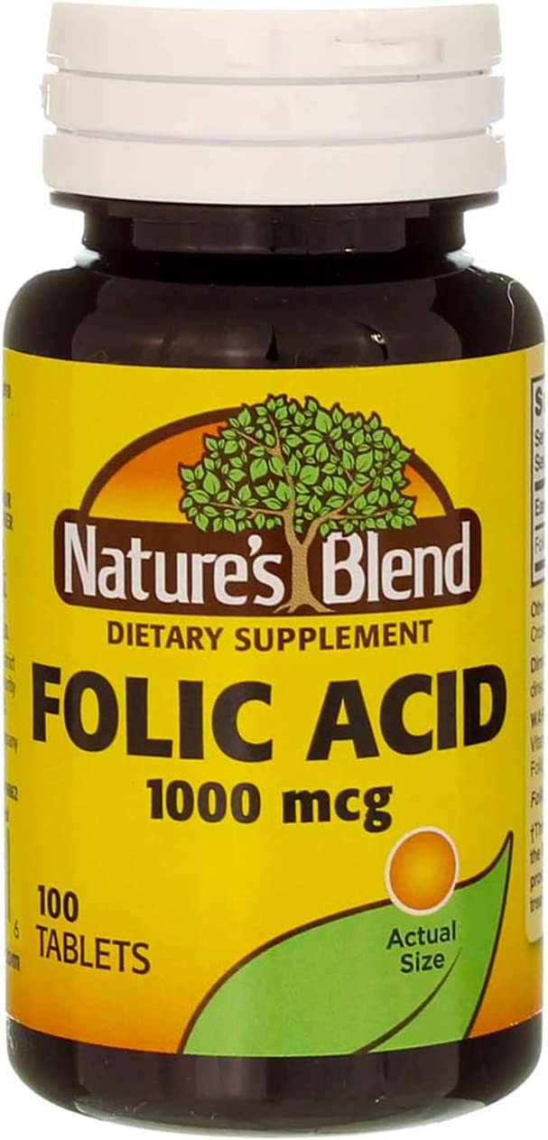 Nature's Blend Folic Acid 1000 Mcg Dietary Suppelement - 100 Tablets