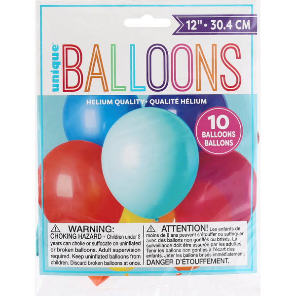 Unique Assorted Color Balloons - 10ct, 12"