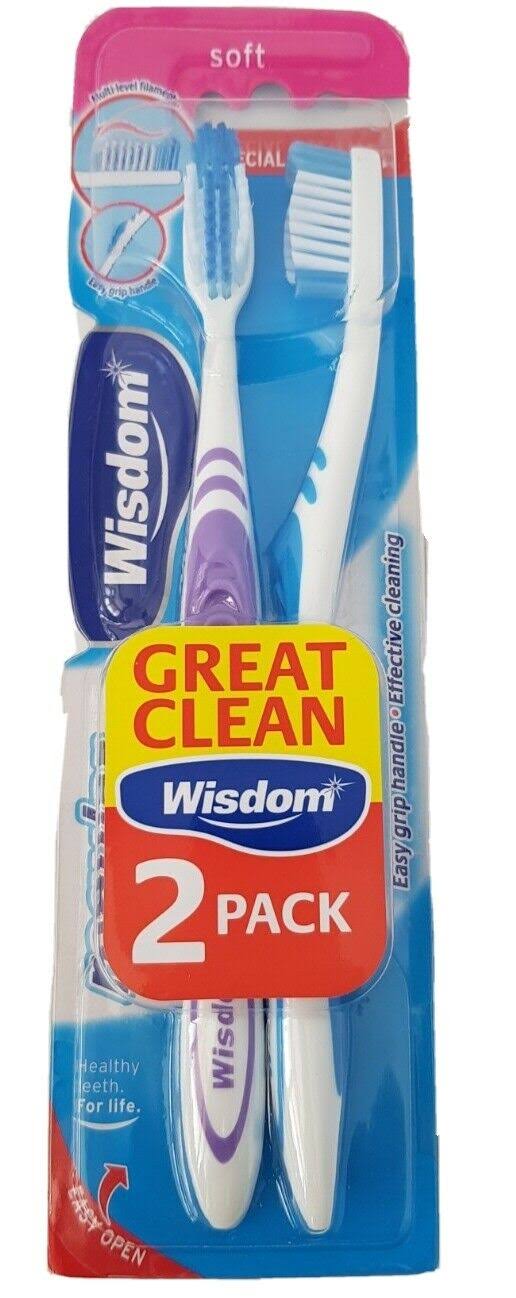 Wisdom Regular Plus Soft Toothbrush - 2pk